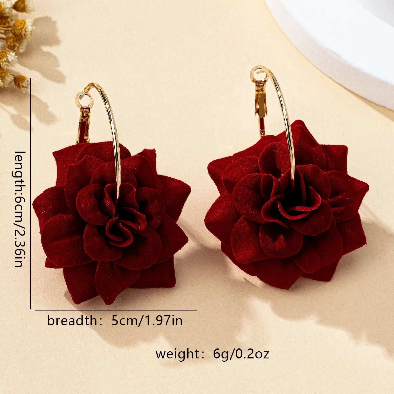 🌸 Paire de Boucles d'Oreilles Tissu Fleurs 3D Femme - Design Unique - FoytiShop
