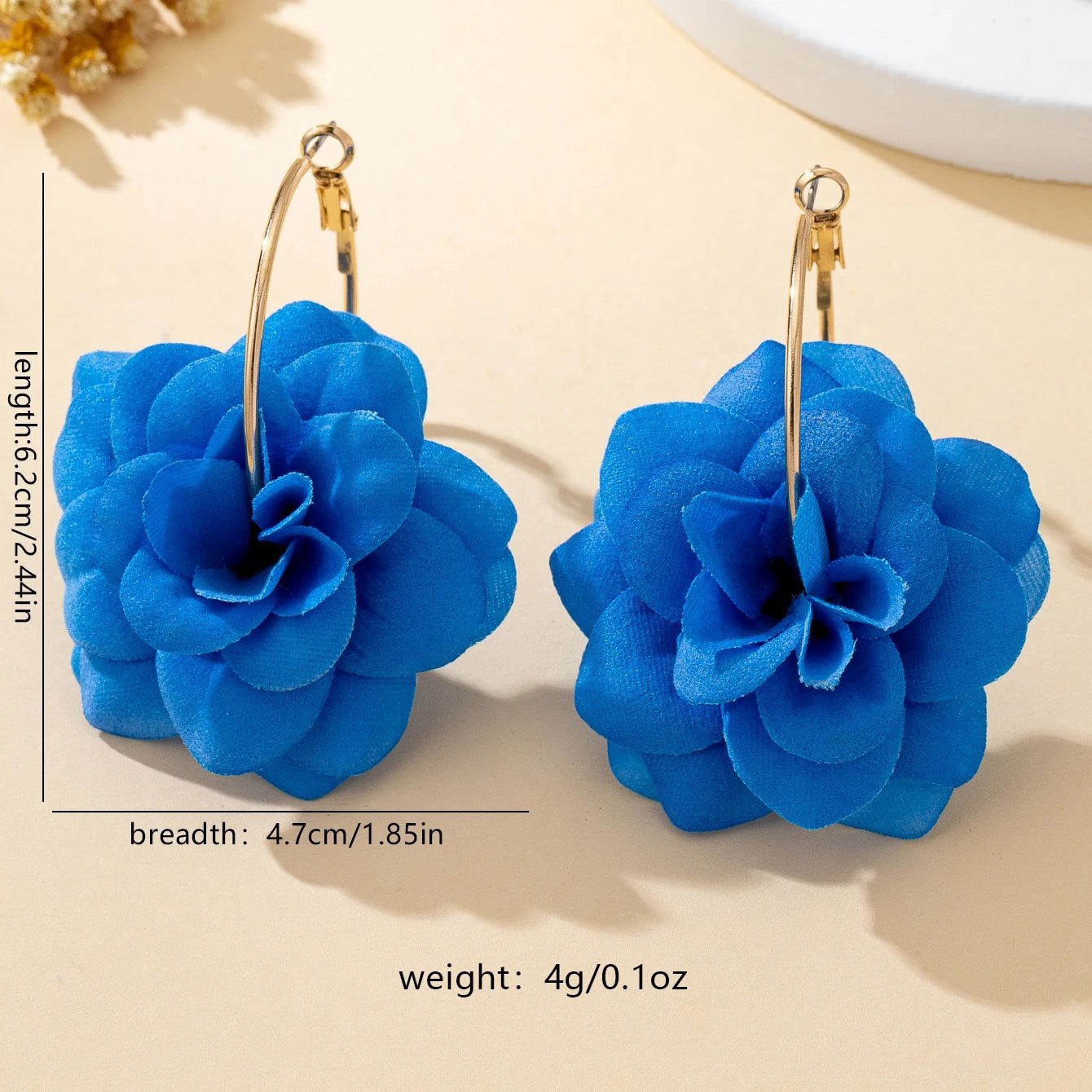 🌸 Paire de Boucles d'Oreilles Tissu Fleurs 3D Femme - Design Unique - FoytiShop