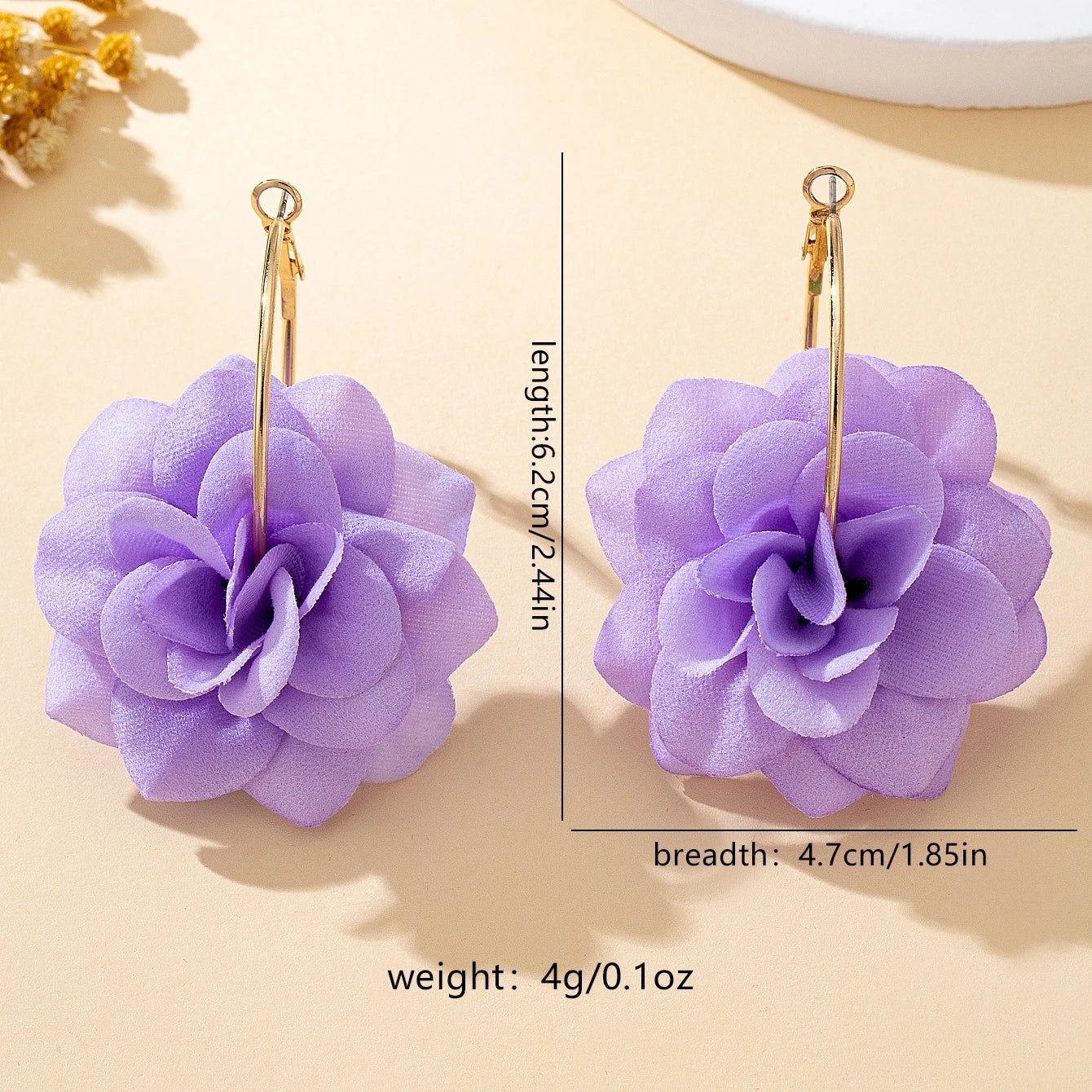 🌸 Paire de Boucles d'Oreilles Tissu Fleurs 3D Femme - Design Unique - FoytiShop