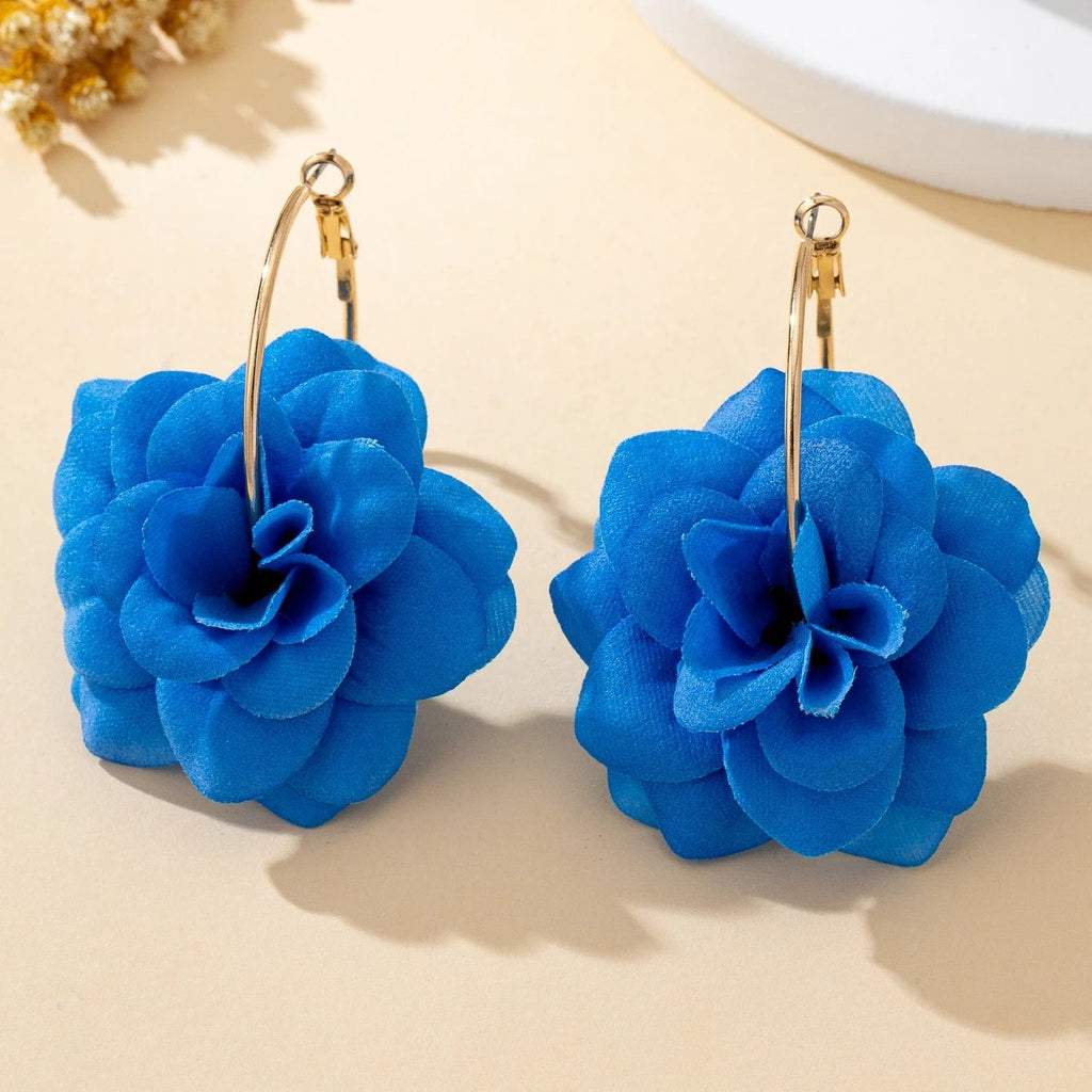 🌸 Paire de Boucles d'Oreilles Tissu Fleurs 3D Femme - Design Unique - FoytiShop