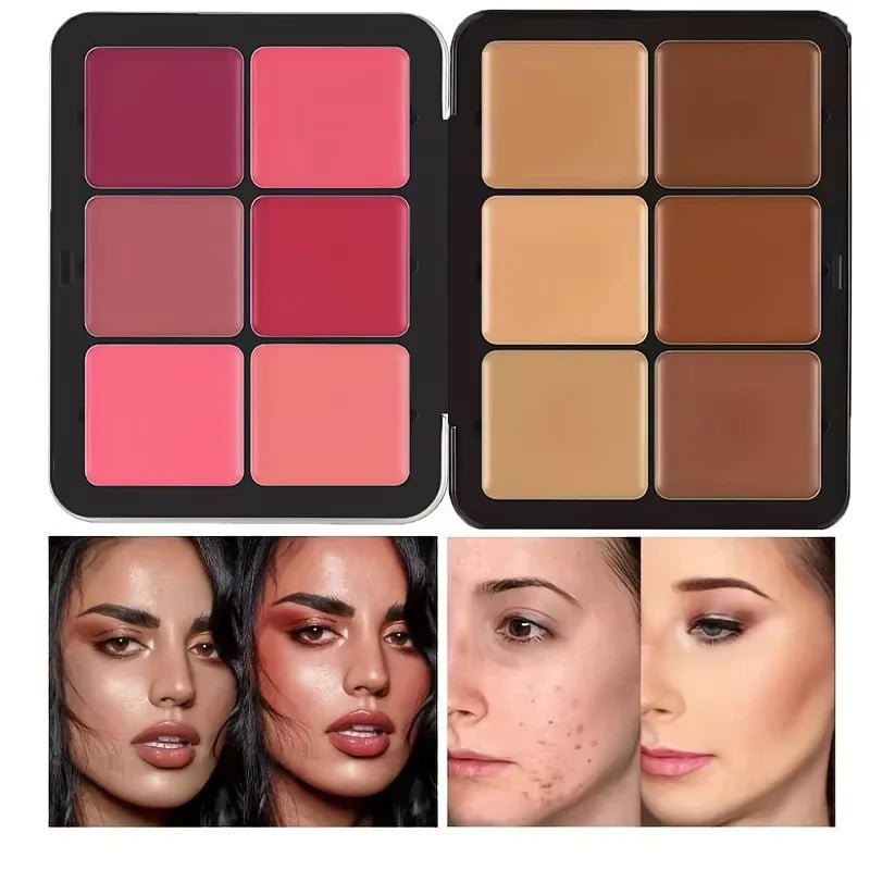 Palette correcteur, blush & contour 12 couleurs – Mat & surbrillance - FoytiShop