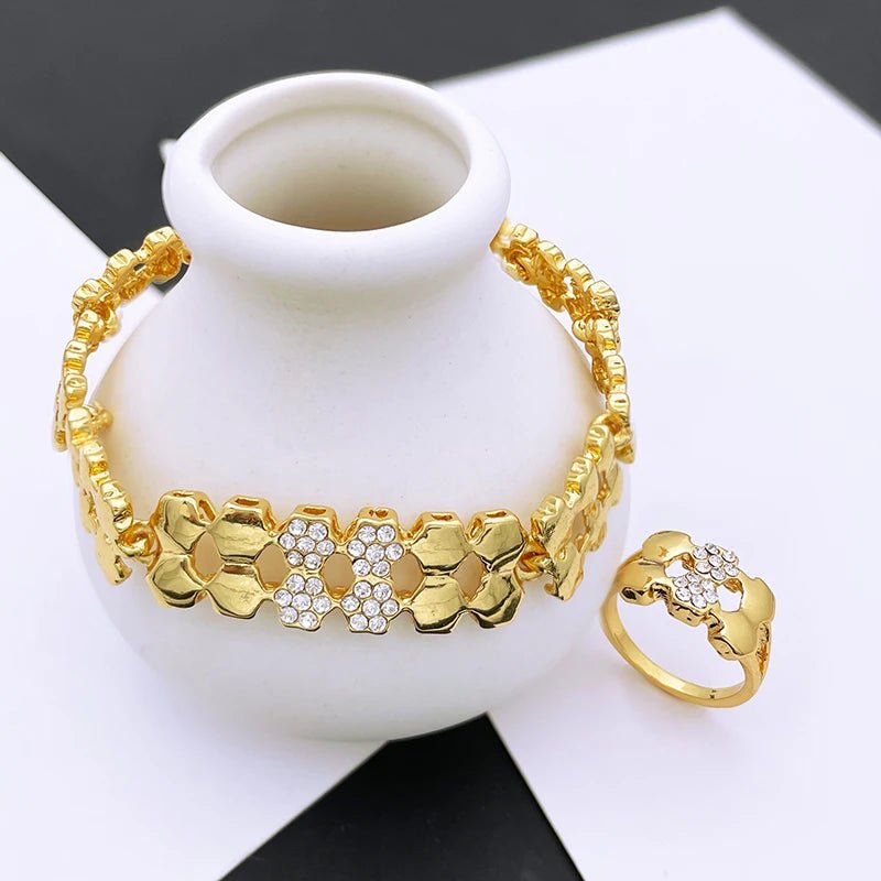 Parure Dorée Royale — Collier & Boucles Prestige - FoytiShop