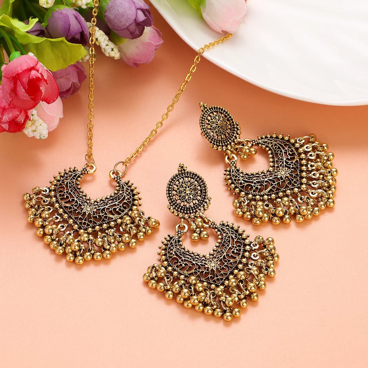 Parure Fleur Dorée — Collier & Boucles Délicates - FoytiShop