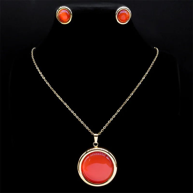Parure Pierre Rouge — Collier & Boucles Élégance - FoytiShop