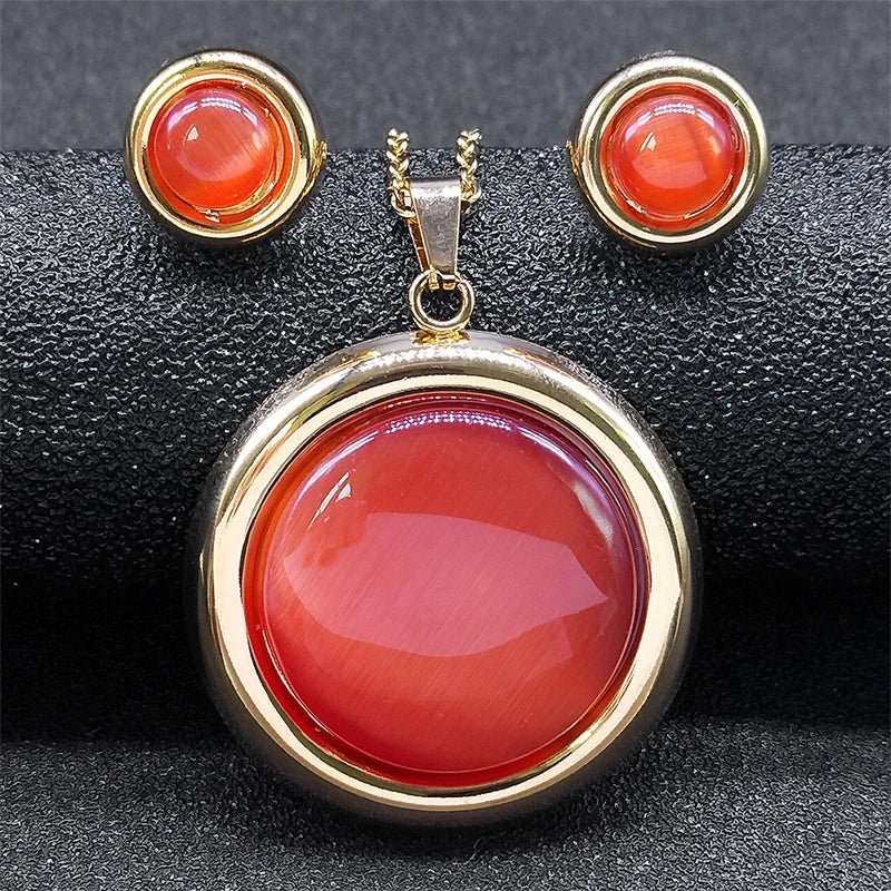 Parure Pierre Rouge — Collier & Boucles Élégance - FoytiShop