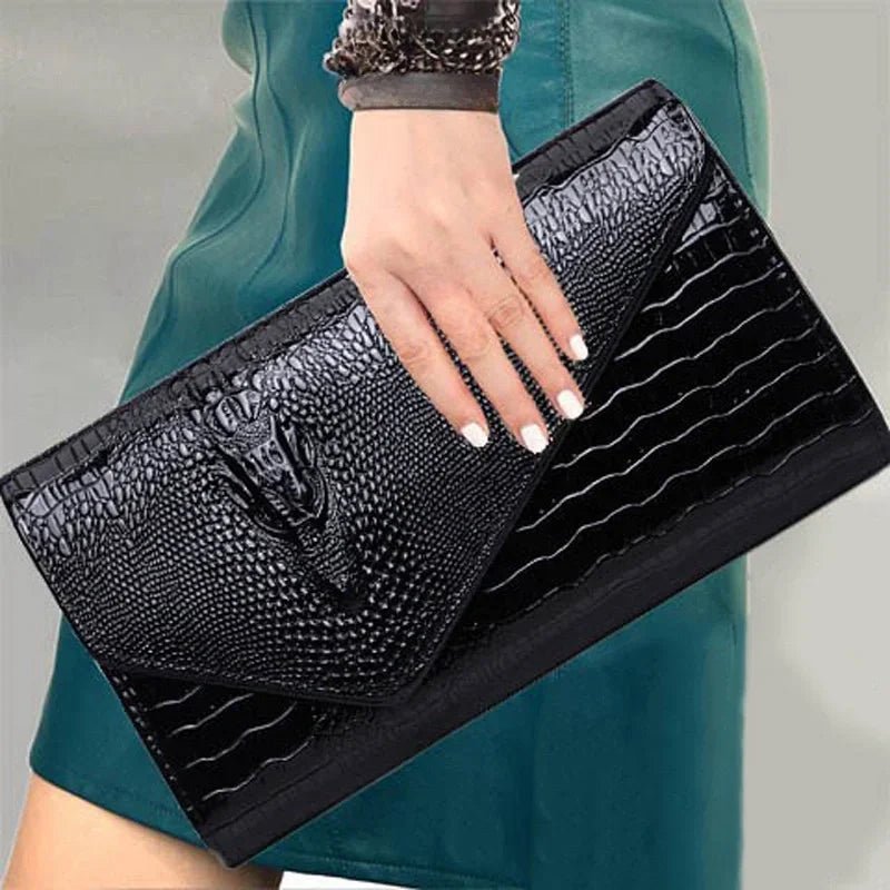 Pochette élégante pour femme, grande capacité, sac à bandoulière imprimé crocodile - FoytiShop