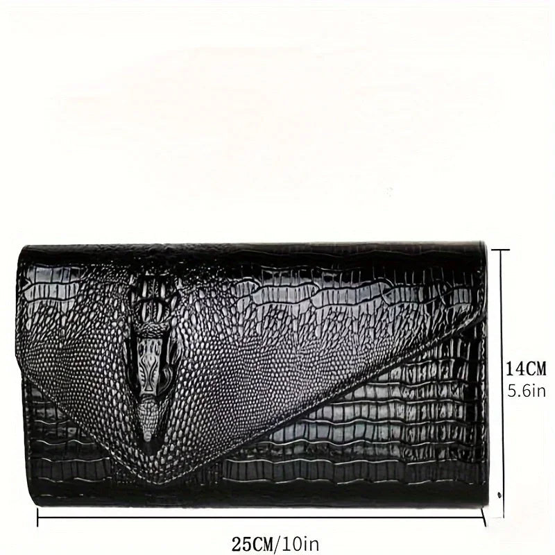 Pochette élégante pour femme, grande capacité, sac à bandoulière imprimé crocodile - FoytiShop