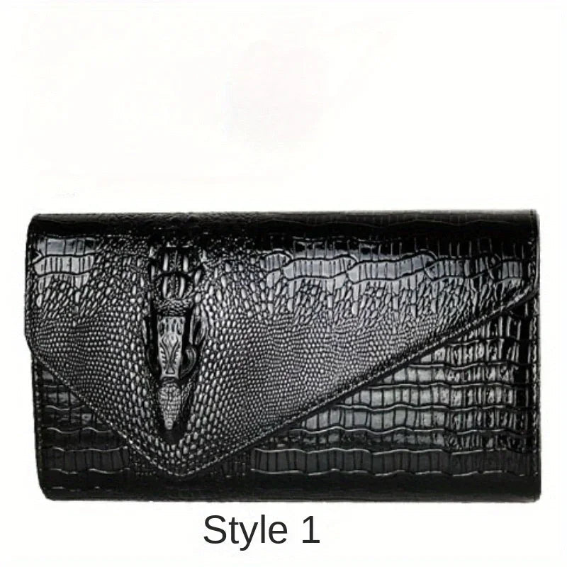 Pochette élégante pour femme, grande capacité, sac à bandoulière imprimé crocodile - FoytiShop