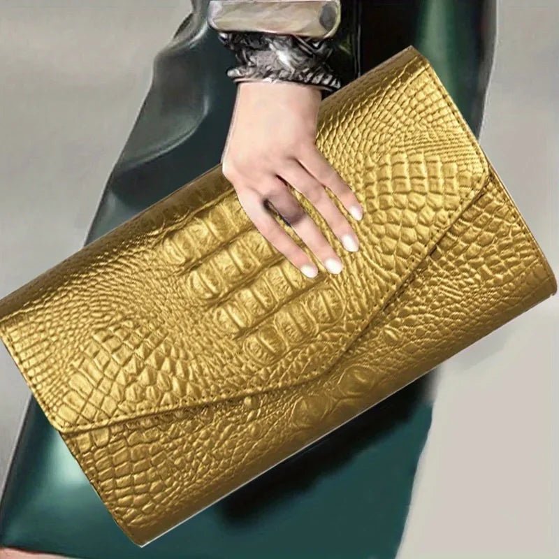 Pochette élégante pour femme, grande capacité, sac à bandoulière imprimé crocodile - FoytiShop