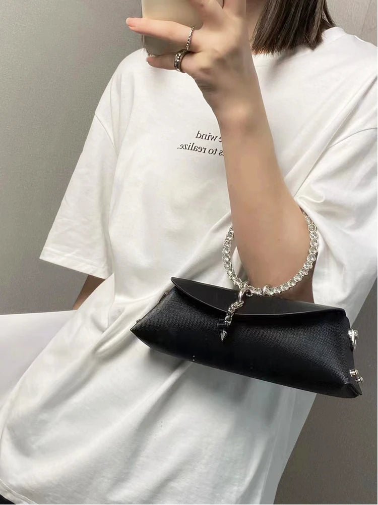 Pochette Luxe Design Strass - Poignée Cuir PU - FoytiShop