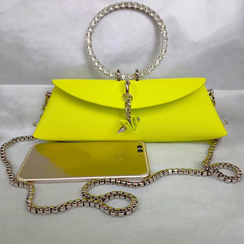 Pochette Luxe Design Strass - Poignée Cuir PU - FoytiShop