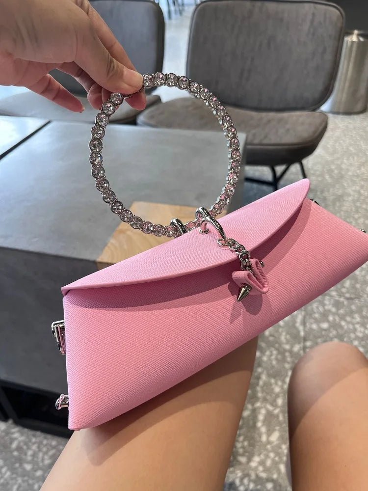 Pochette Luxe Design Strass - Poignée Cuir PU - FoytiShop