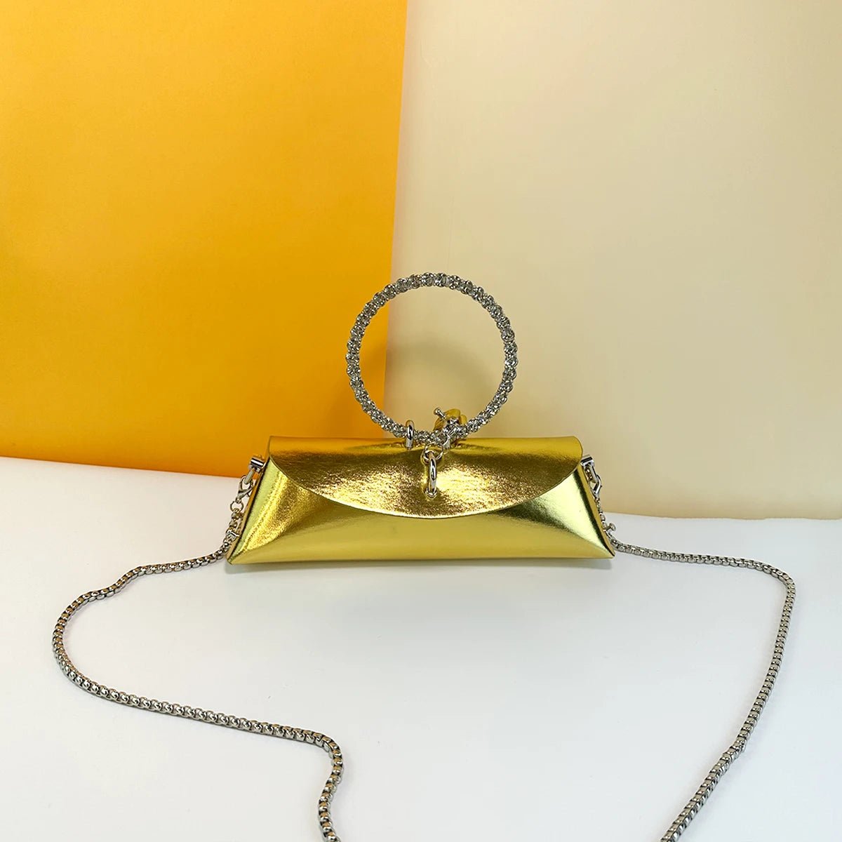Pochette Luxe Design Strass - Poignée Cuir PU - FoytiShop