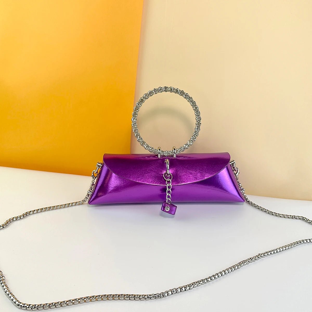 Pochette Luxe Design Strass - Poignée Cuir PU - FoytiShop