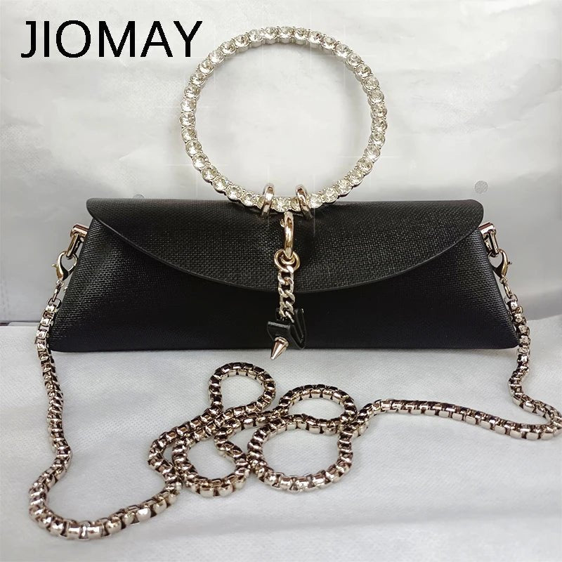 Pochette Luxe Design Strass - Poignée Cuir PU - FoytiShop
