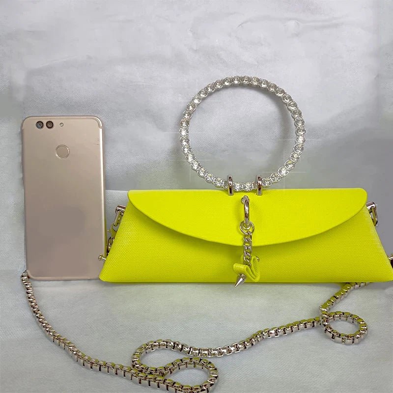 Pochette Luxe Design Strass - Poignée Cuir PU - FoytiShop