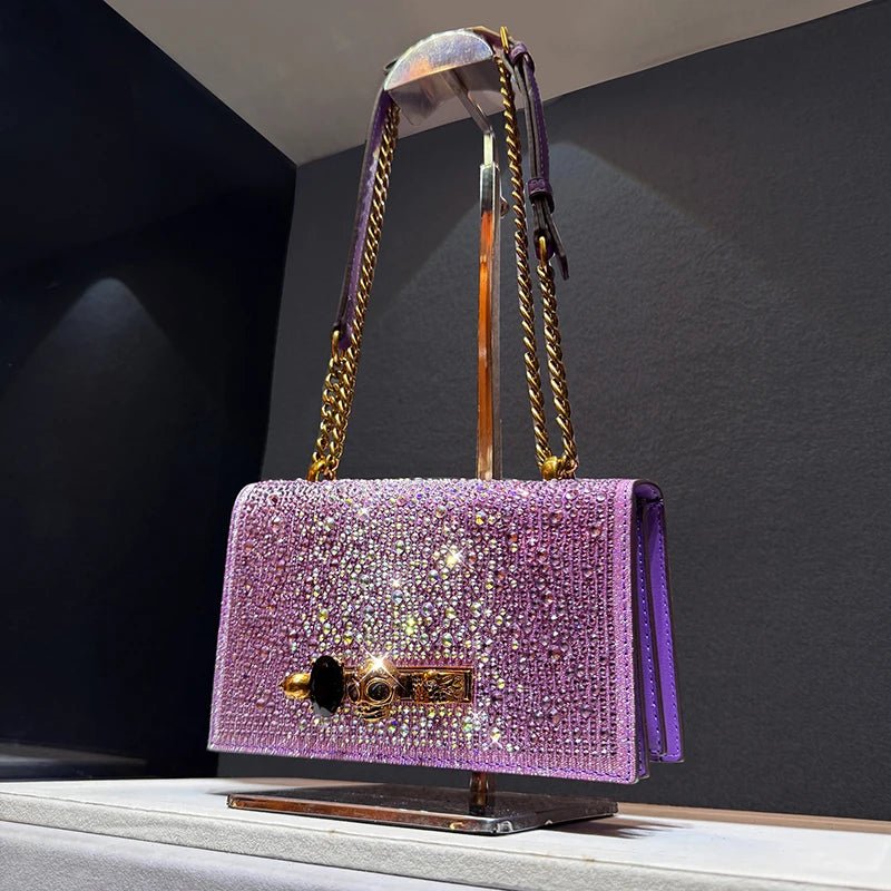 Pochette Luxe Strass Scintillants - Chaîne Crâne - FoytiShop