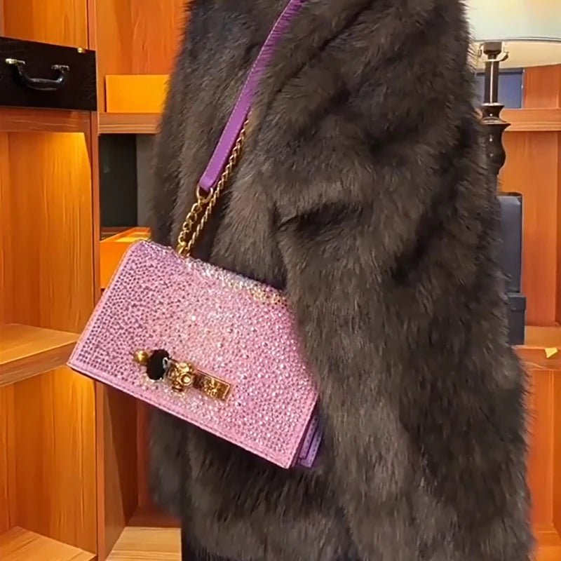 Pochette Luxe Strass Scintillants - Chaîne Crâne - FoytiShop