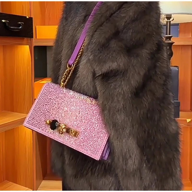 Pochette Luxe Strass Scintillants - Chaîne Crâne - FoytiShop