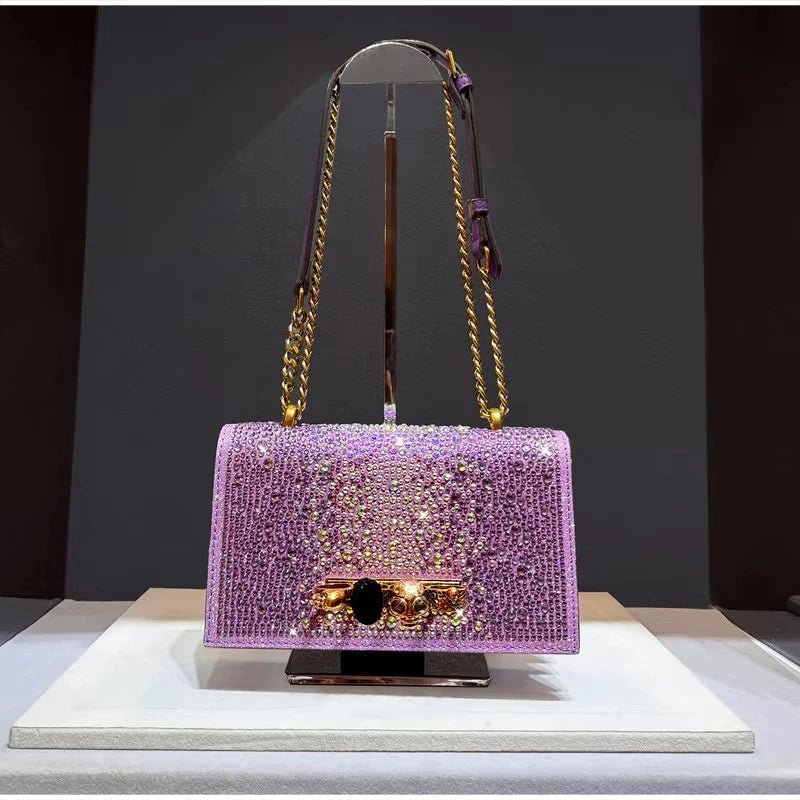 Pochette Luxe Strass Scintillants - Chaîne Crâne - FoytiShop