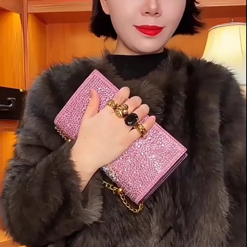 Pochette Luxe Strass Scintillants - Chaîne Crâne - FoytiShop