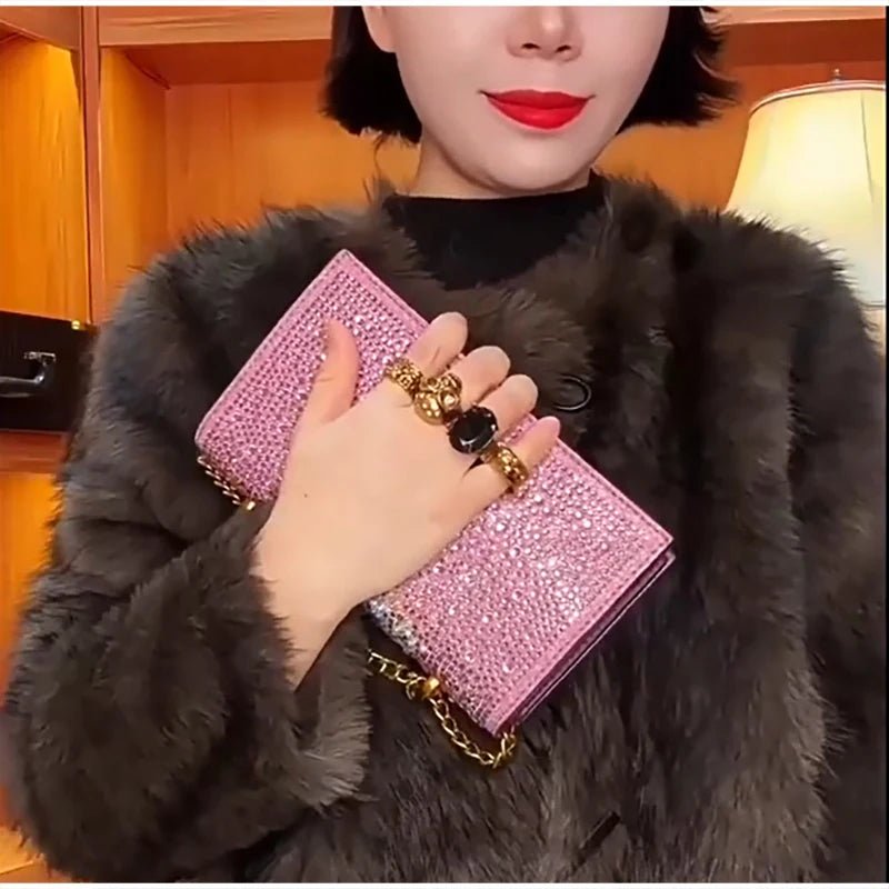 Pochette Luxe Strass Scintillants - Chaîne Crâne - FoytiShop