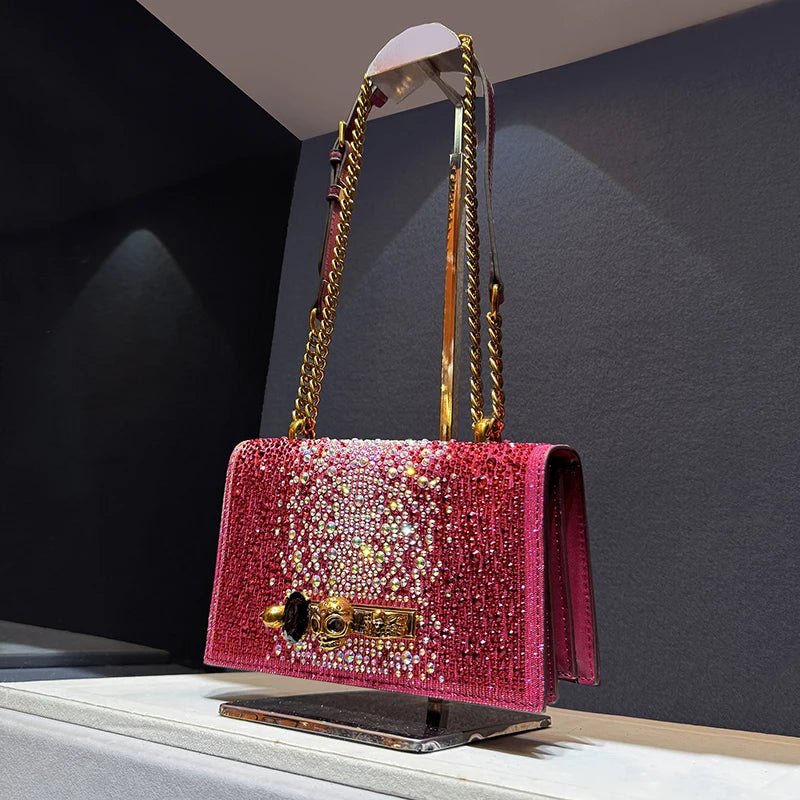 Pochette Luxe Strass Scintillants - Chaîne Crâne - FoytiShop