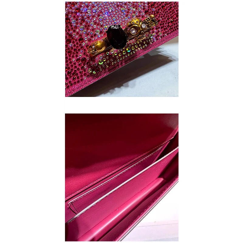Pochette Luxe Strass Scintillants - Chaîne Crâne - FoytiShop