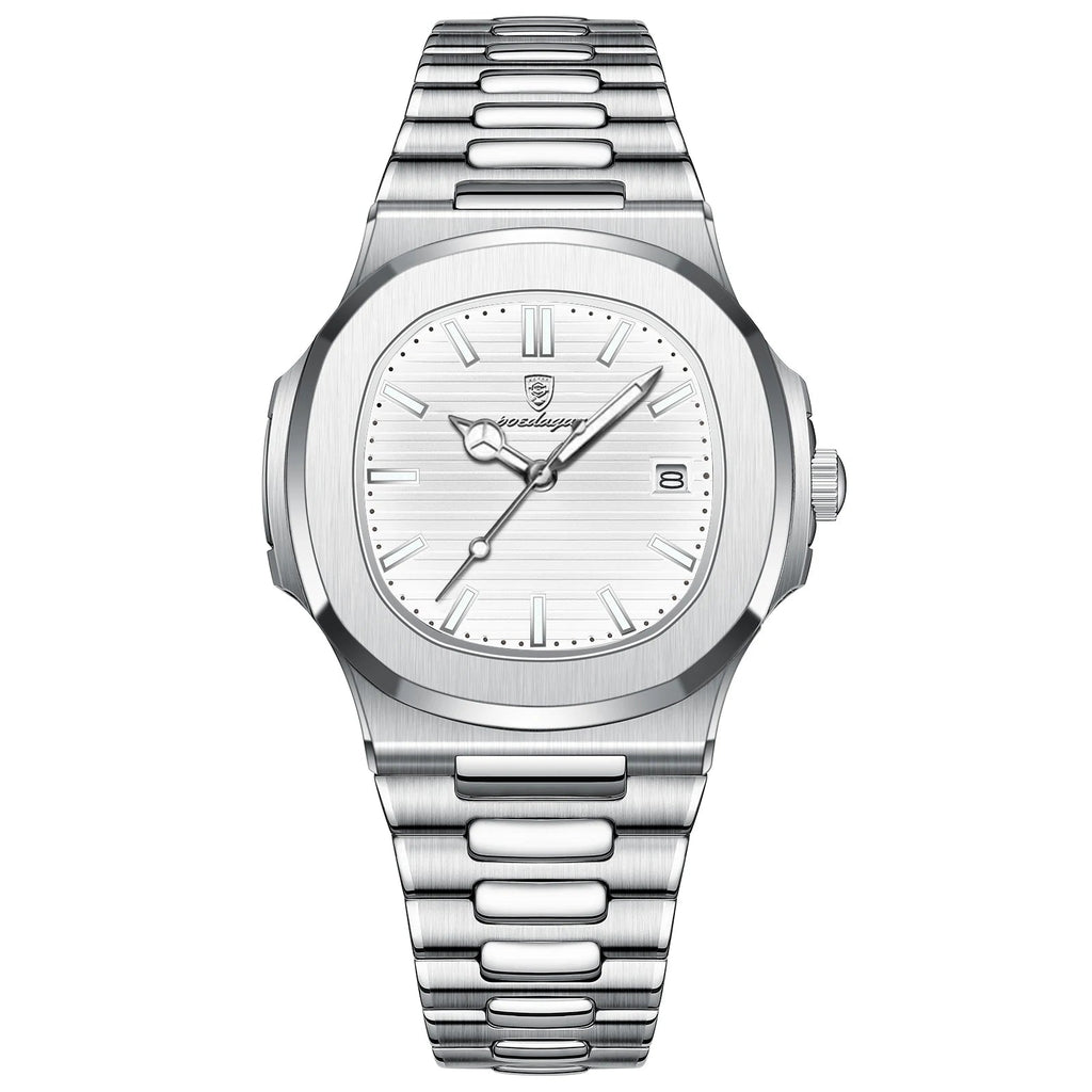 POEDAGAR Montre Homme Carrée Luxe Acier - Quartz Lumineux Étanche - FoytiShop