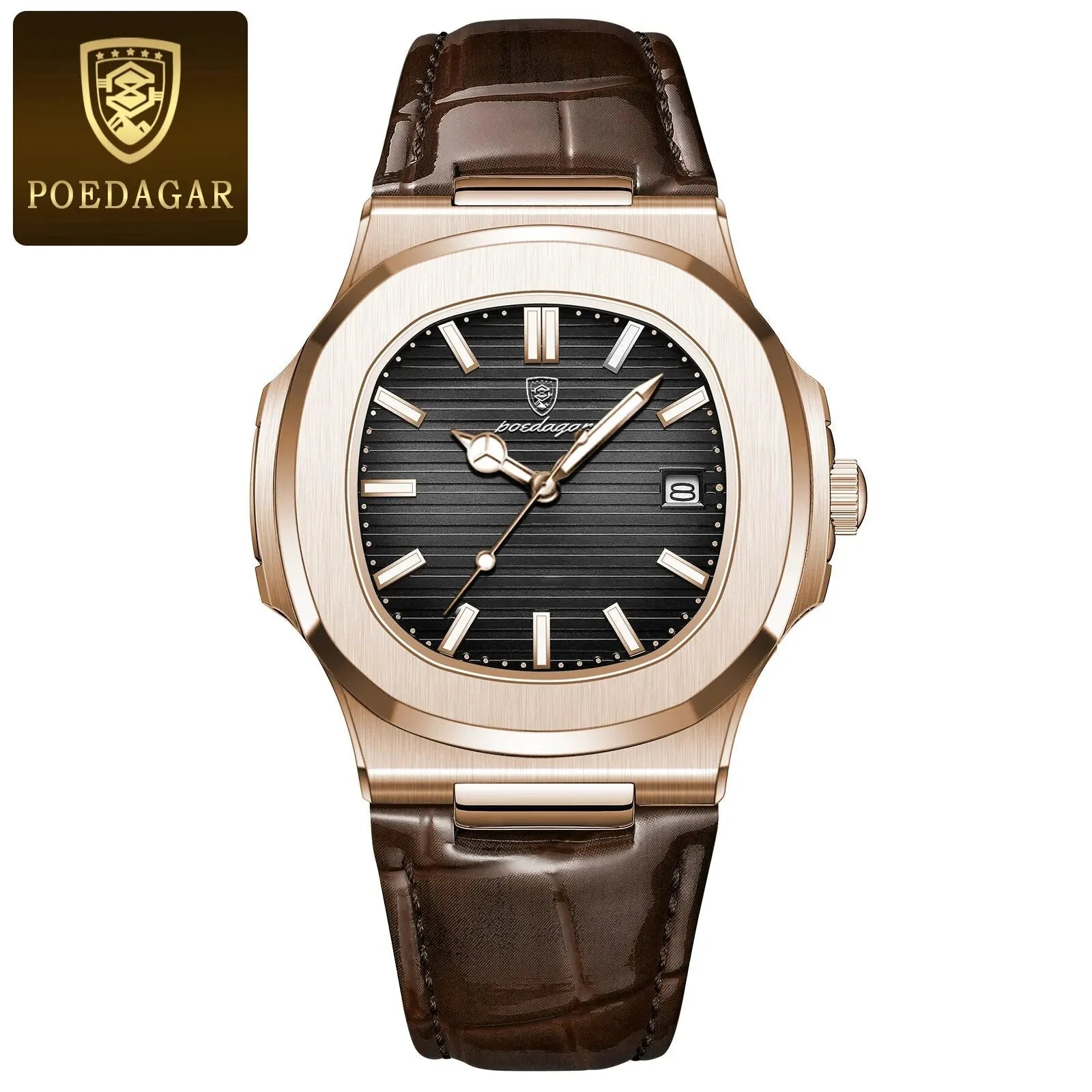 POEDAGAR Montre Homme Haut de Gamme Cuir - Quartz Lumineux Étanche - FoytiShop