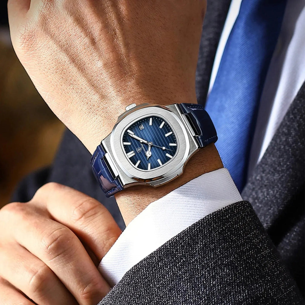 POEDAGAR Montre Homme Haut de Gamme Cuir - Quartz Lumineux Étanche - FoytiShop