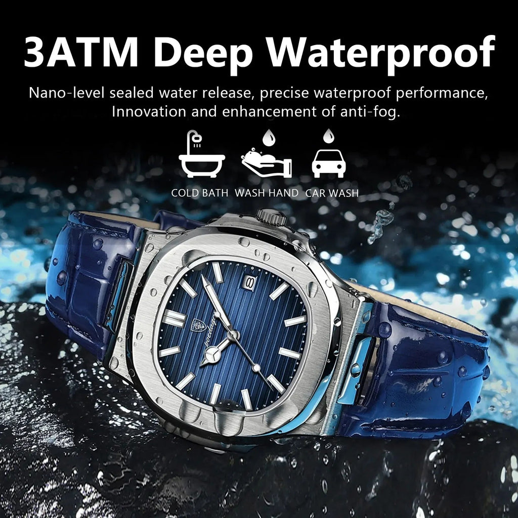 POEDAGAR Montre Homme Haut de Gamme Cuir - Quartz Lumineux Étanche - FoytiShop