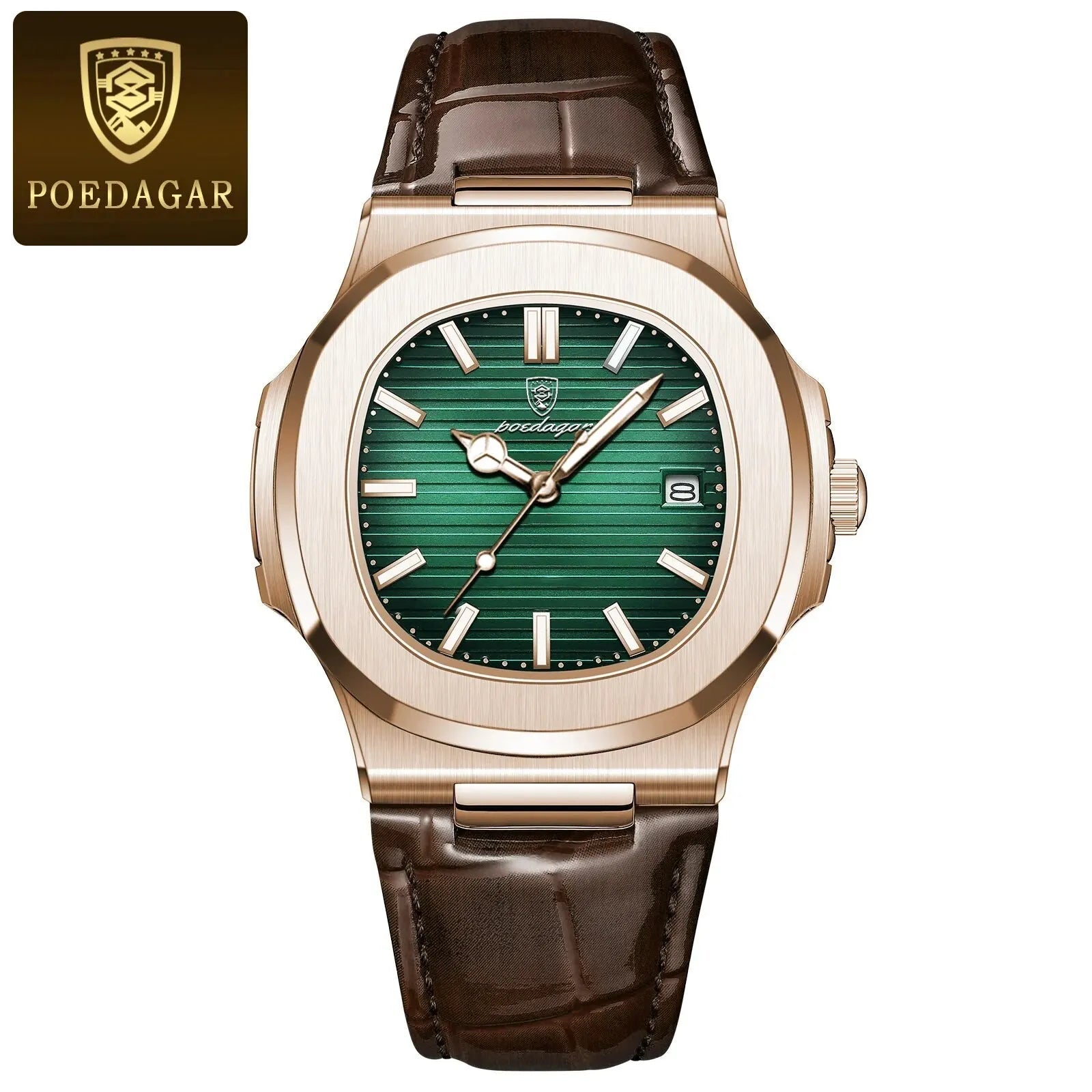 POEDAGAR Montre Homme Haut de Gamme Cuir - Quartz Lumineux Étanche - FoytiShop