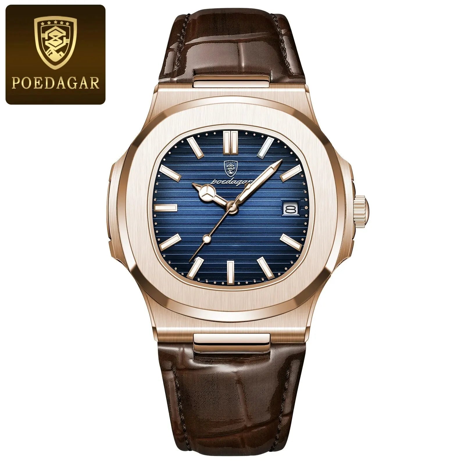 POEDAGAR Montre Homme Haut de Gamme Cuir - Quartz Lumineux Étanche - FoytiShop