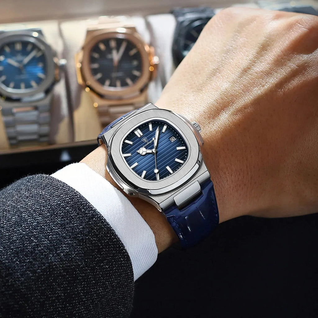 POEDAGAR Montre Homme Haut de Gamme Cuir - Quartz Lumineux Étanche - FoytiShop