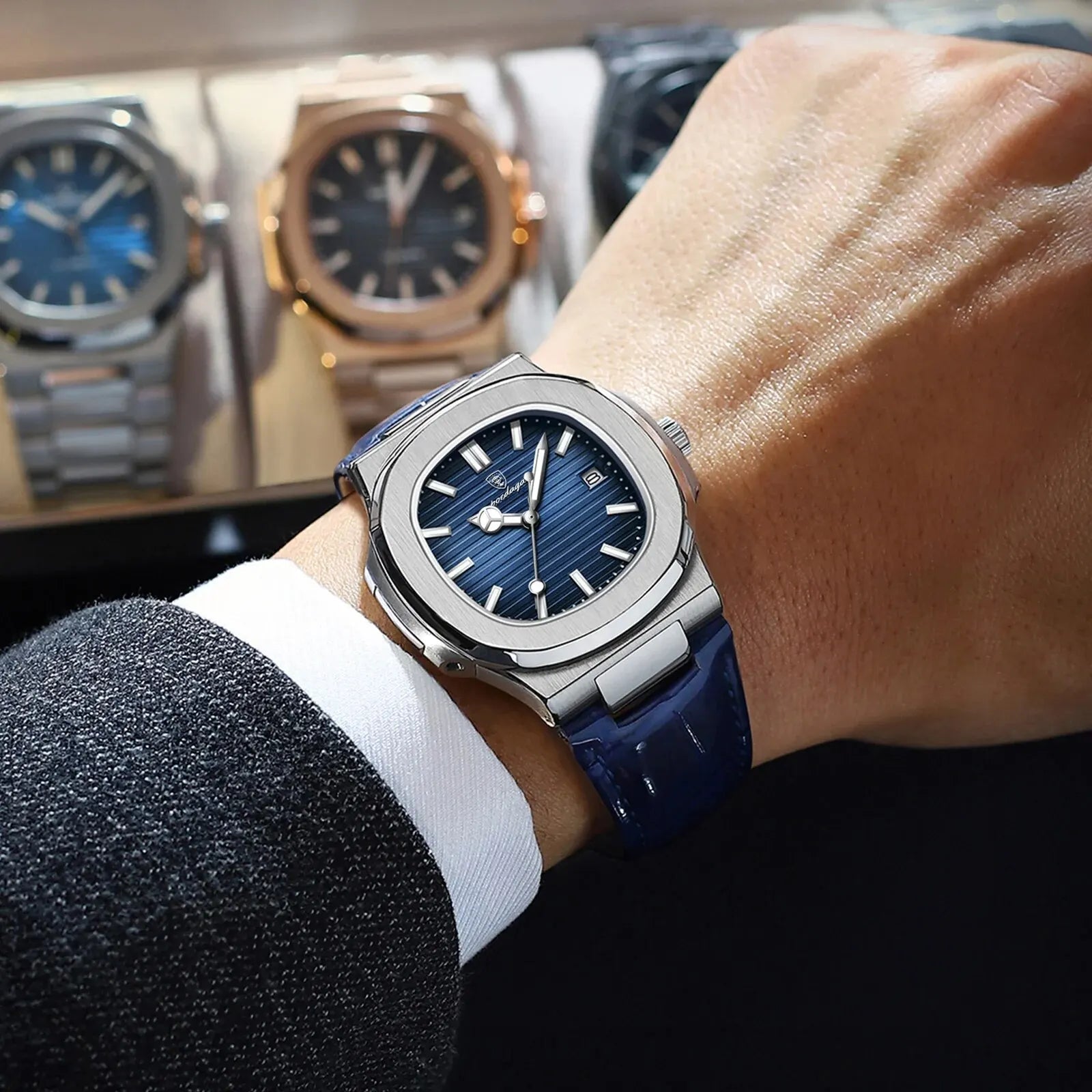 POEDAGAR Montre Homme Haut de Gamme Cuir - Quartz Lumineux Étanche - FoytiShop