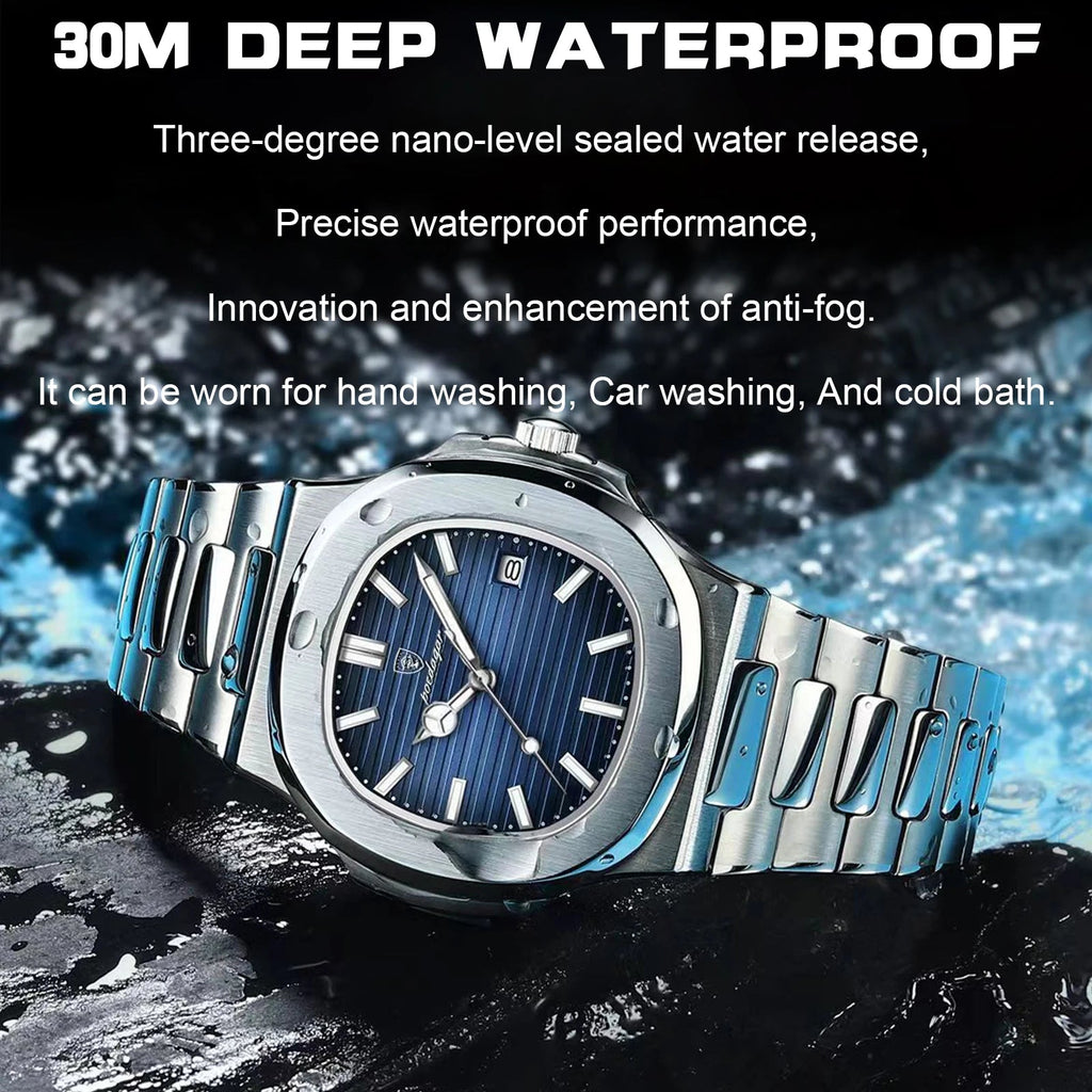 POEDAGAR Montre Homme Luxe Acier Inoxydable - Quartz Lumineux Étanche Sport - FoytiShop