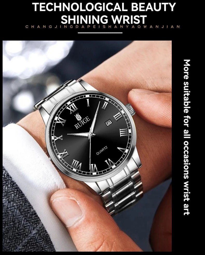 RUIGE Montre Homme Minimaliste Échelle Romaine - Étanche Veilleuse - FoytiShop