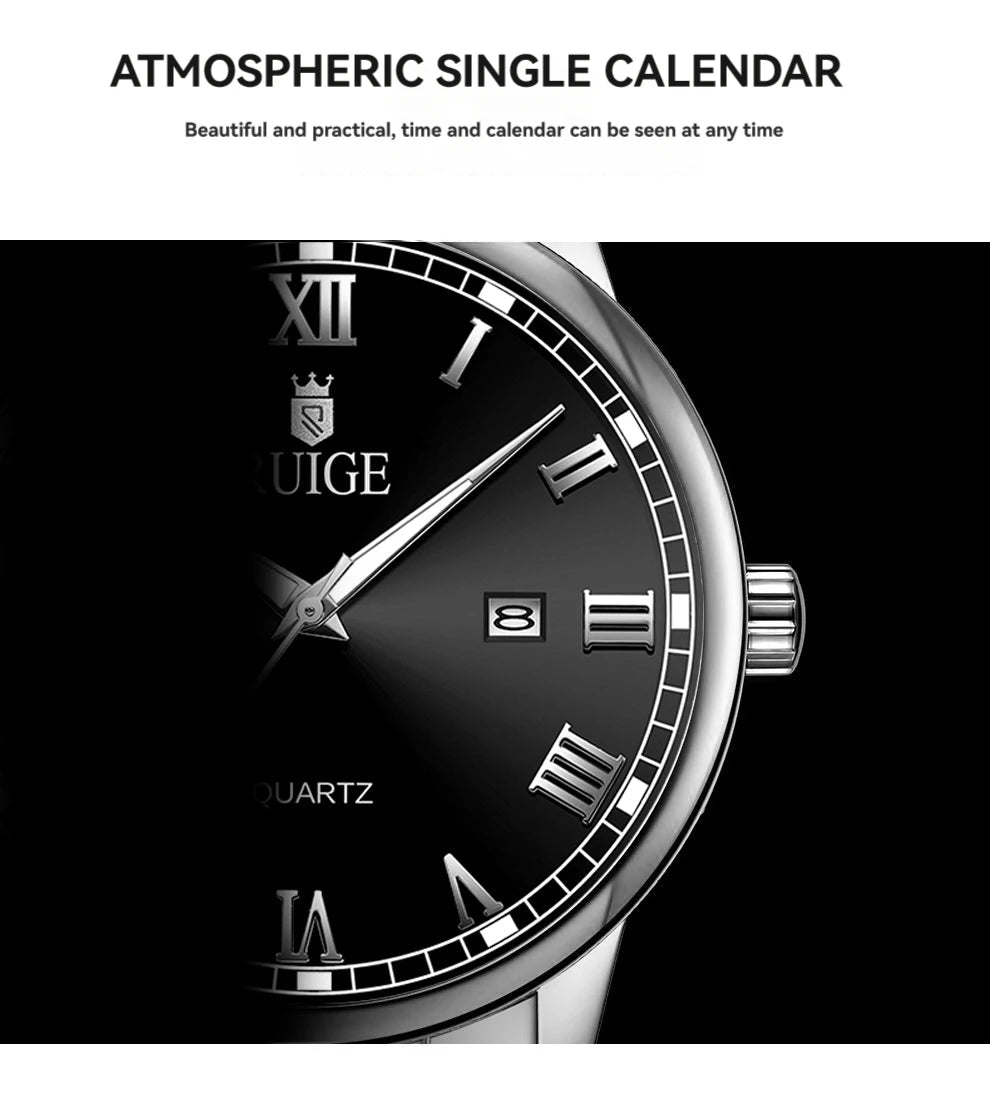 RUIGE Montre Homme Minimaliste Échelle Romaine - Étanche Veilleuse - FoytiShop