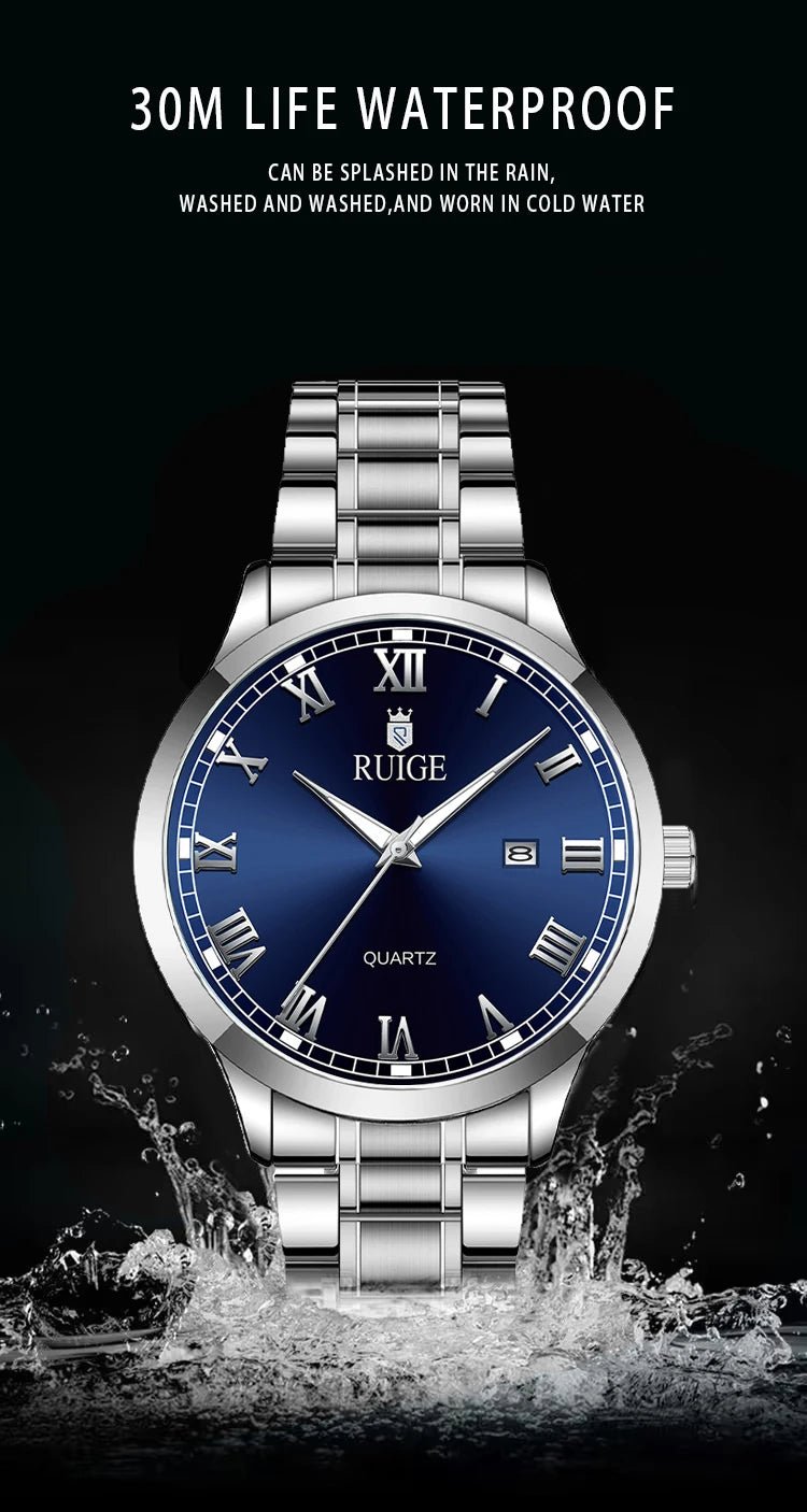 RUIGE Montre Homme Minimaliste Échelle Romaine - Étanche Veilleuse - FoytiShop