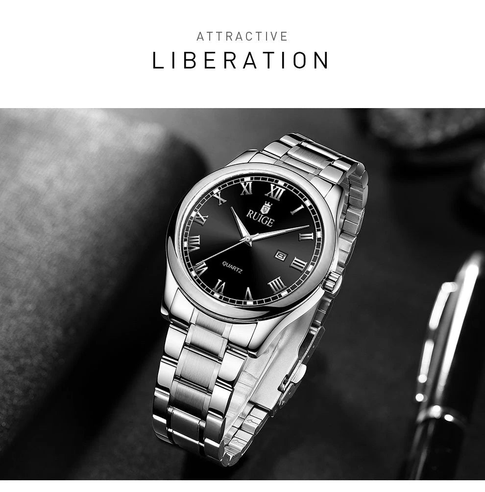 RUIGE Montre Homme Minimaliste Échelle Romaine - Étanche Veilleuse - FoytiShop