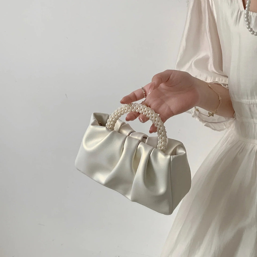 Sac À Main Carré Poignée Perles - Clutch Élégant Femme - FoytiShop