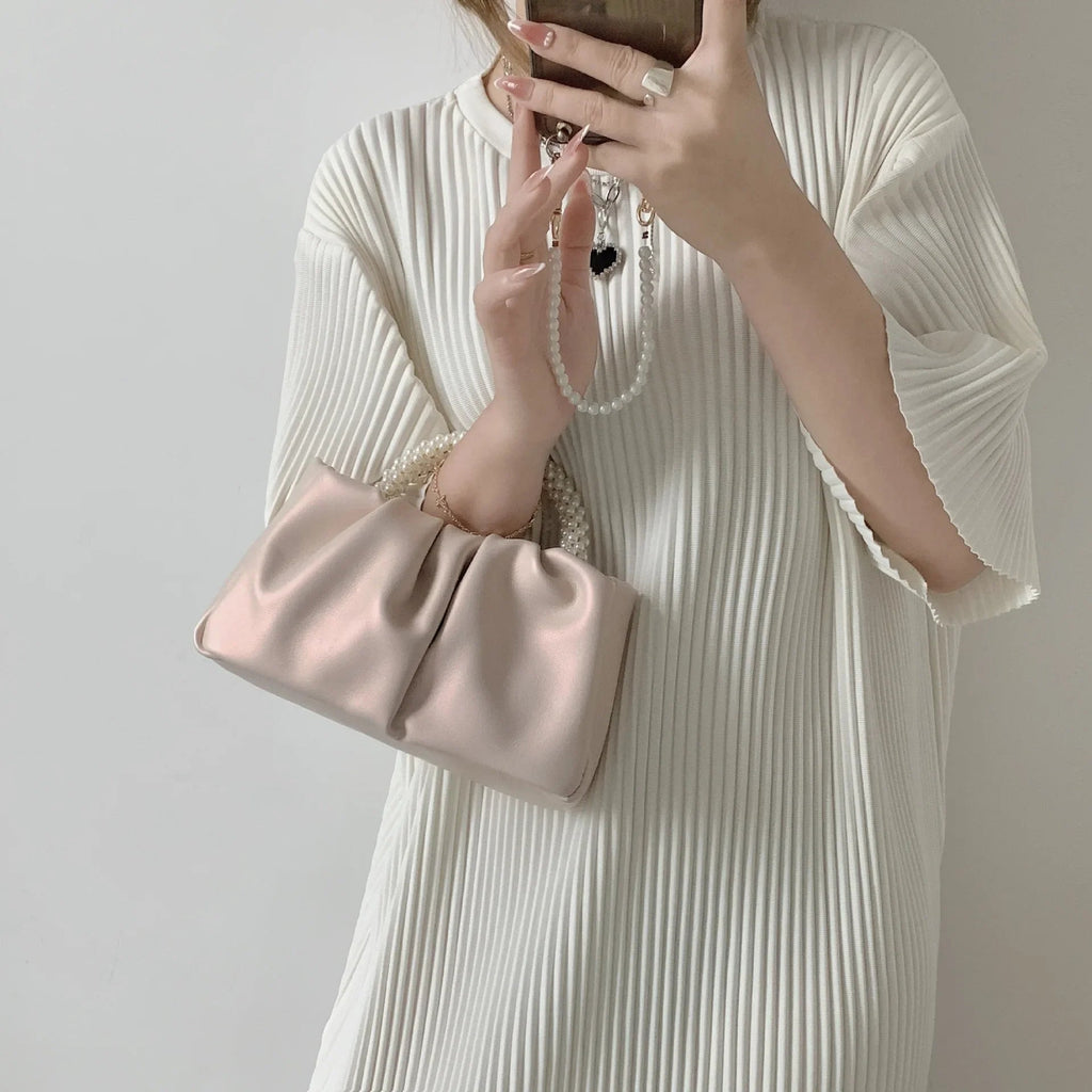 Sac À Main Carré Poignée Perles - Clutch Élégant Femme - FoytiShop