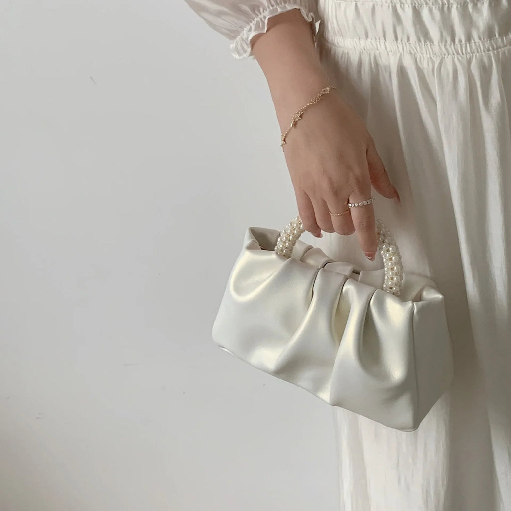 Sac À Main Carré Poignée Perles - Clutch Élégant Femme - FoytiShop