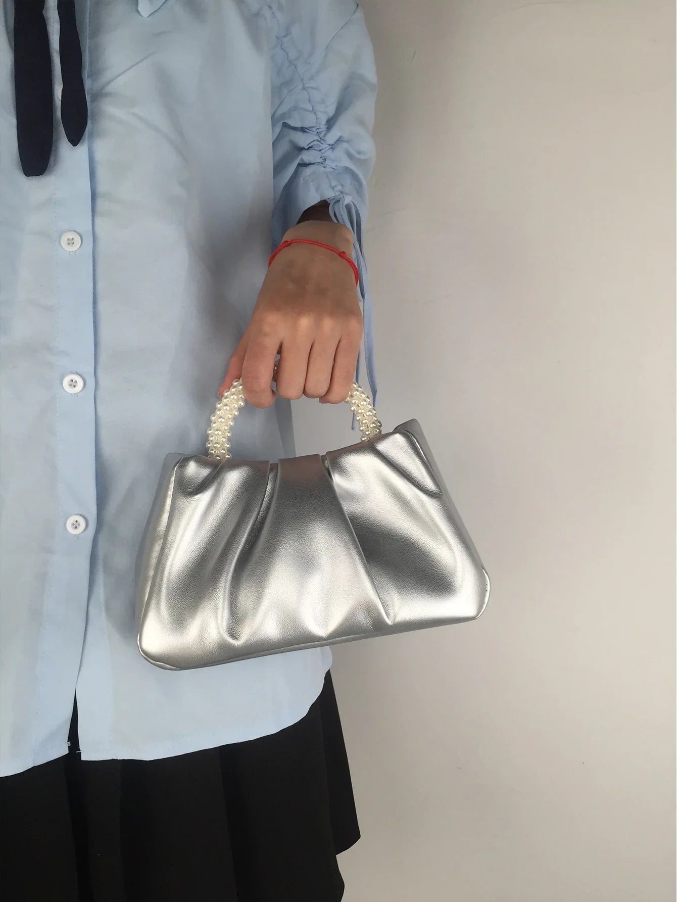 Sac À Main Carré Poignée Perles - Clutch Élégant Femme - FoytiShop
