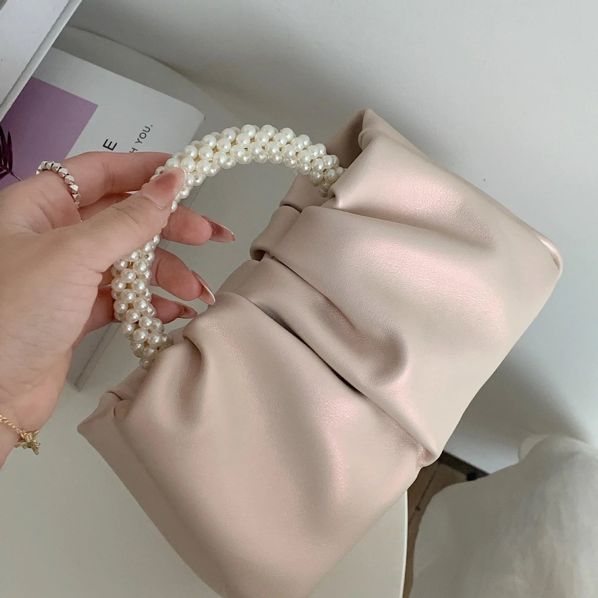 Sac À Main Carré Poignée Perles - Clutch Élégant Femme - FoytiShop