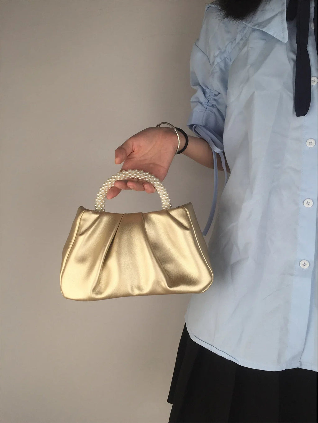Sac À Main Carré Poignée Perles - Clutch Élégant Femme - FoytiShop