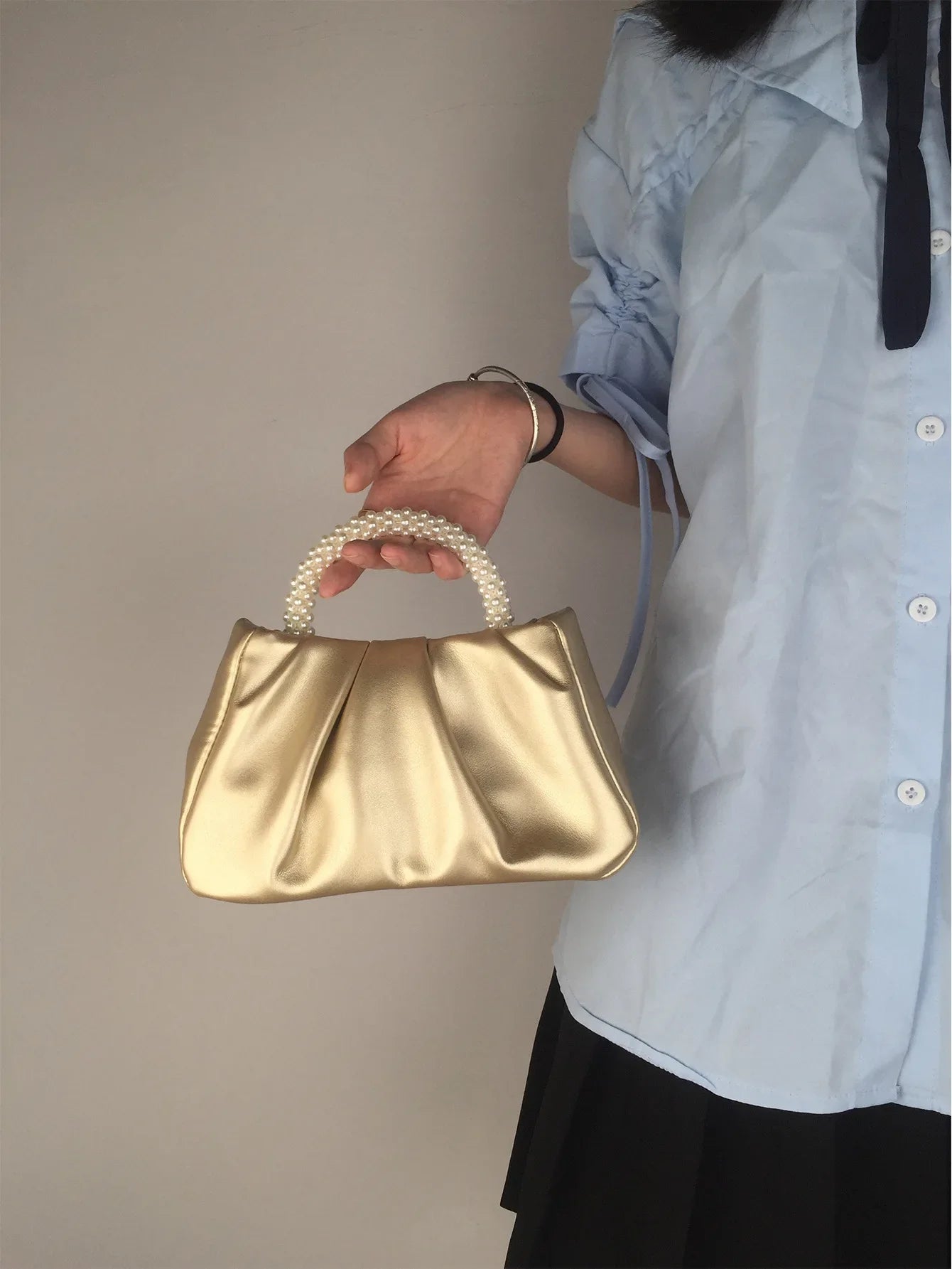 Sac À Main Carré Poignée Perles - Clutch Élégant Femme - FoytiShop
