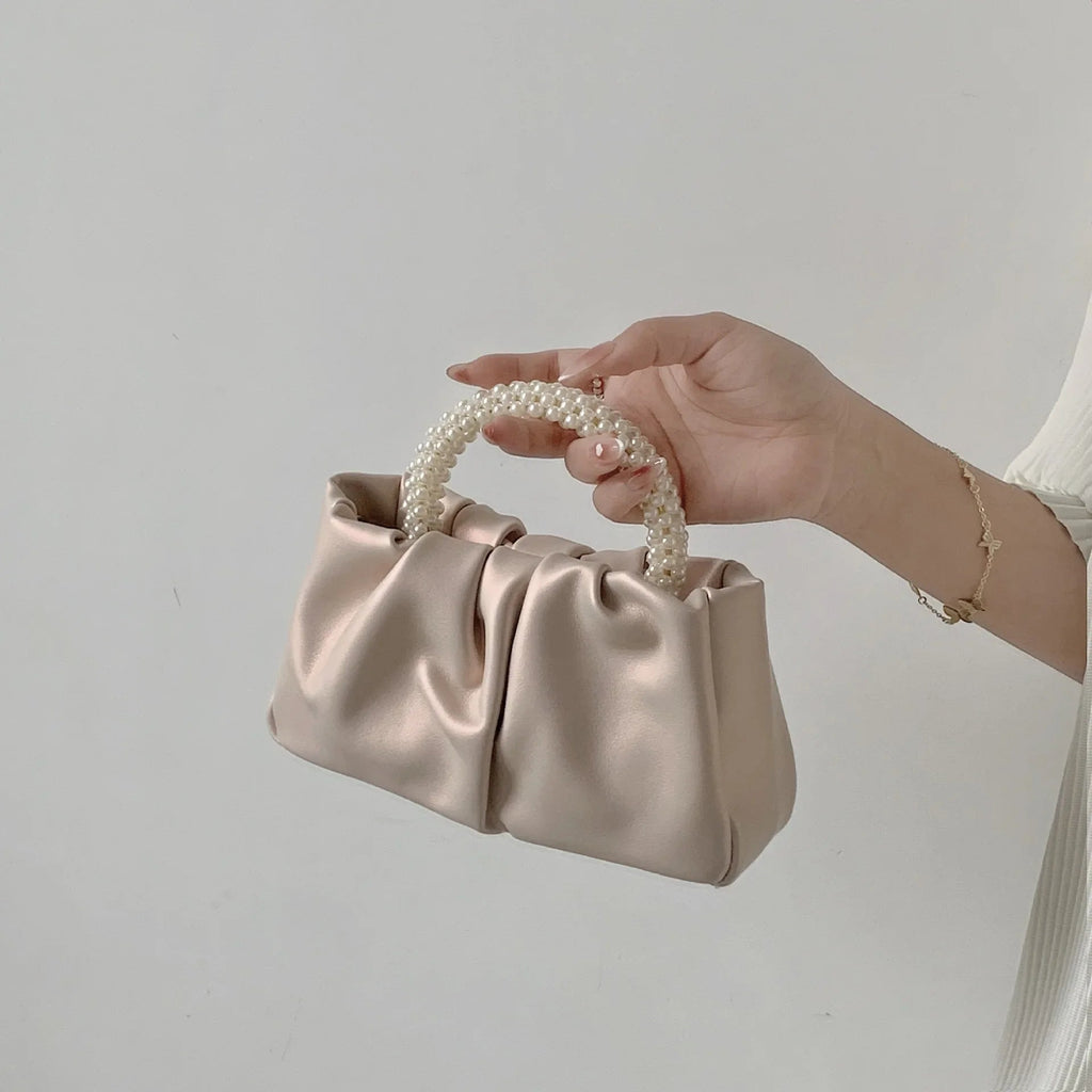 Sac À Main Carré Poignée Perles - Clutch Élégant Femme - FoytiShop