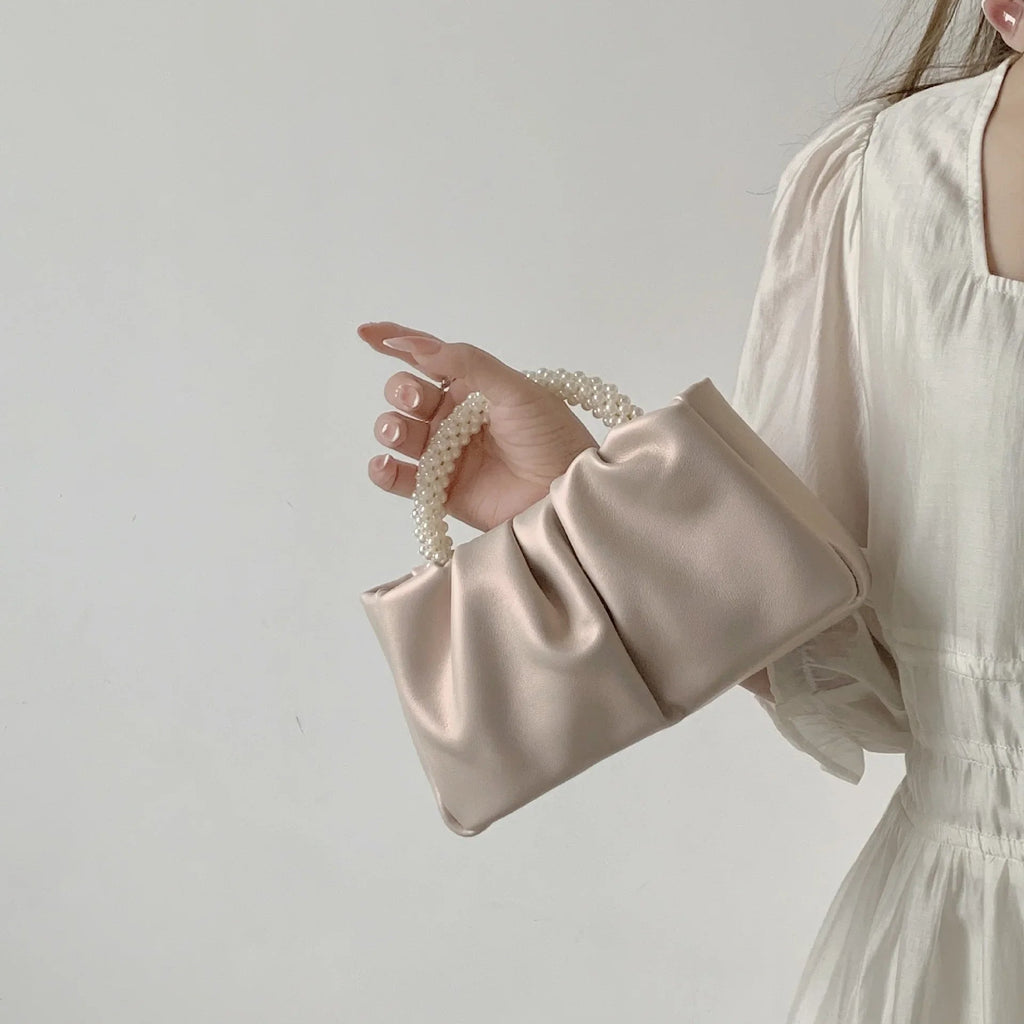 Sac À Main Carré Poignée Perles - Clutch Élégant Femme - FoytiShop